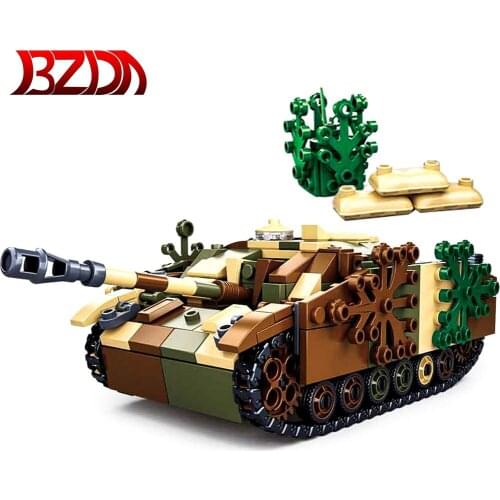 BZDA Military Technic Tank Building Blocks Weapon War Set Chariot Creator WW2 Soldiers Model Bricks Kids Toys Boys birthday Gift