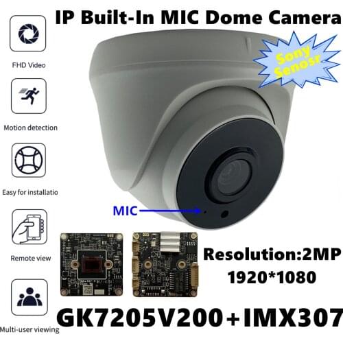 3MP Sony IMX307+3516EV200 Built-In MIC Audio Low illumination IP Dome Camera 2304*1296 Good NightVision IRC Onvif P2P