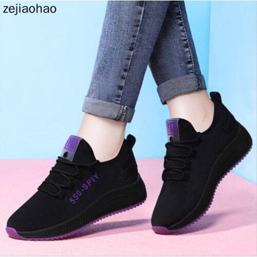 Zejiaohao Autumn Women Shoes Flats Causual Ladies Sports Shoes Fashion Air Mesh Lace Up Light Breathable Female Sneakers MB-550
