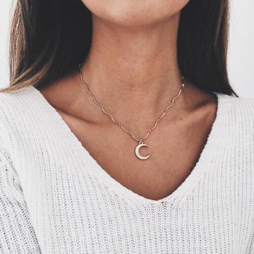 Boho Chocker Crystal Moon Necklace Chokers For Women Gold Chain Necklaces Pendants collier femme colar colares mujer kolye