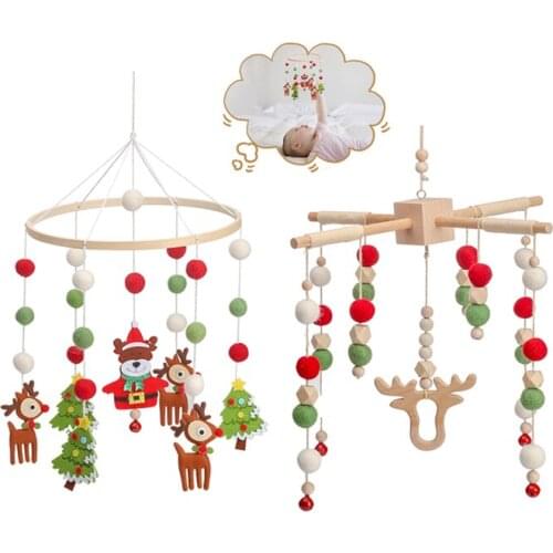 1Set Christmas Gift Toys Bed Bell Crib Mobile Christmas Rattles Montessori Toys For Newborn Hanging Infant Crib Stroller Pendant