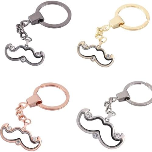 10pcs/lot Mix color beard shape Alloy crystal twist Memory Living Magnet Glass Key Ring Keychains Locket fit for Floating charms