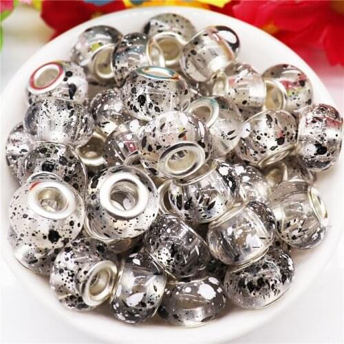 10Pcs Handmade Colorful Flower Large Hole European Spacer Beads Charms Fit Pandora Bracelet Snake Chain DIY Women Crafts Jewelry