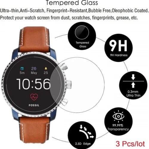 3Pcs Screen Protective Film For Fossil Gen 1/2/3/4/5/Sport Smart Watch Anti-Scratch Tempered Glass Ultra Clarity Protector Cover