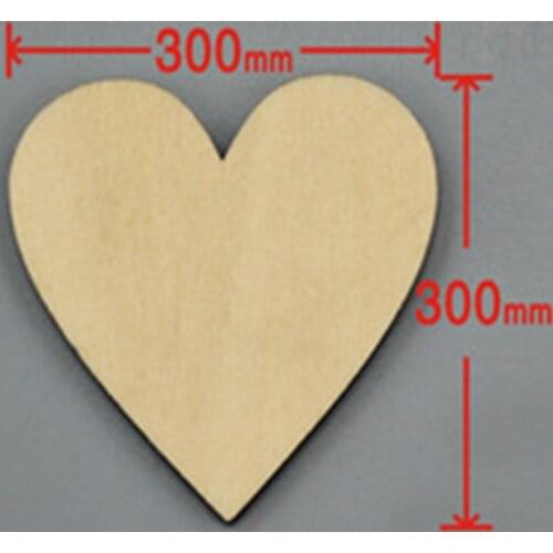 3pcs/lot) Blank unfinished wooden heart crafts supplies laser cut wood Wedding teaching DIY accessories 300mm 001001058