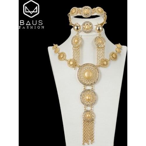 BAUS 2018 Dubai parure bijoux femme bridal gold color imitation Africa pearl jewelry sets High quality fashion wholesale design
