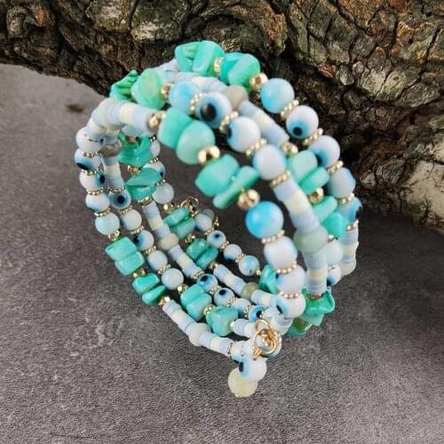 Bohemian Holiday Bracelet Colorful Natural Shell Beaded Coin Bracelets for Women Ocean Go to Beach Fashion Summer