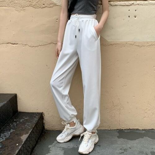 2020 Summer Sports Pants Women Loose High waist harem pants Trousers Korean Drawstring Soft Womens Solid Summer Breathable m576