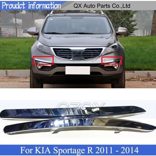 CAPQX A pair 2pcs Front Bumper Fog Light Garnish Cover For KIA Sportage R 2011-2014 Plate Bar grille Trim Decorative Strip