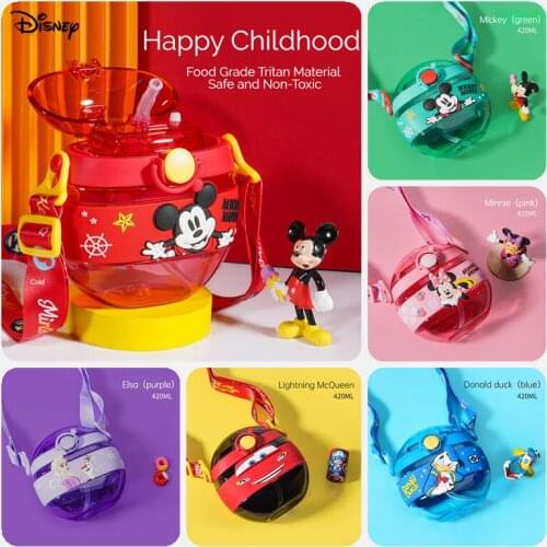 Disney Mickey Mouse McQueen tritan Children straw kettle boy girl Large capacity drinking cup kid Outdoor portable Sport Bottle