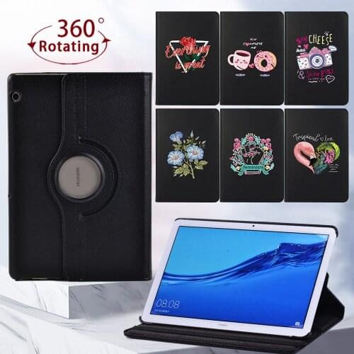 For Huawei MediaPad T5 10 10.1 Inch/MediaPad T3 10 9.6 Inch 360 Rotating Tablet Case Cover + Free Stylus