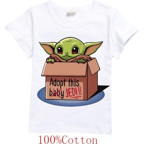 Childrens Short Sleeve Cotton T-shirt Mandalorian Baby Yoda Toddler Boy Clothes Fashion Girls Summer T Shirt Teenage kids Tops