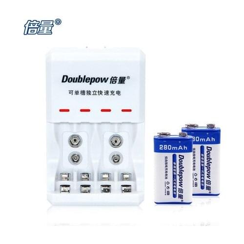 Doublepow new DP-6F22 9V battery 280mAh*2 battery multimeter microphone battery+9V D03 charger*1, Multimeter, microphone, KTV