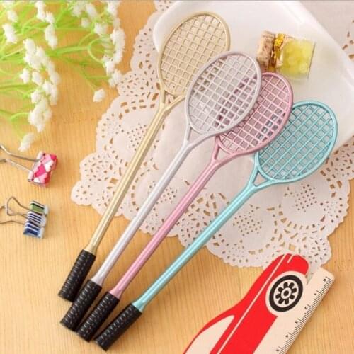 1lot=48pcs Badminton racket gel ink pen water pen student office creative stationery rollerball pen pencil