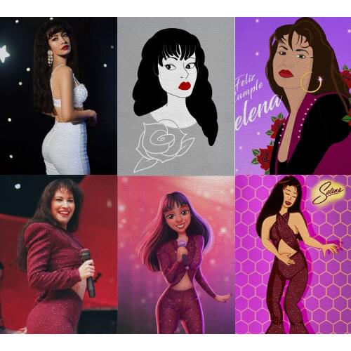 Famous Singer Selena Printed Faux Litchi Leather Sheets DIY Sewing Quilting for Wallet/painting/cushion/pillow 22X30cm A4