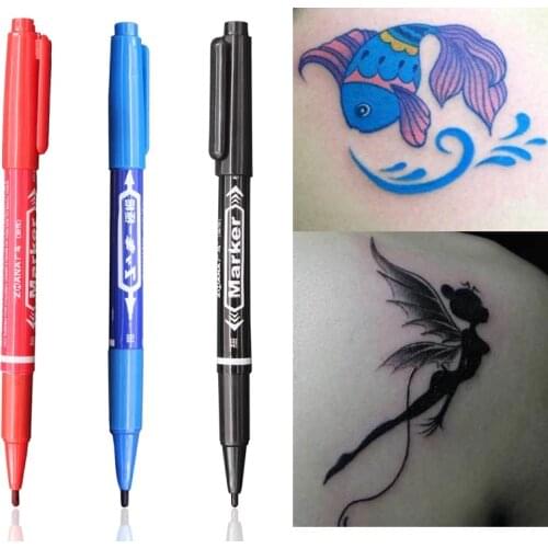 3PCS Tattoo Marker Pen Skin Marker Fine Point Large Capacity Ink 0.5mm&1mm Scribe Tattoo Tool Waterproof Ink Eyebrow Tattoo Pen