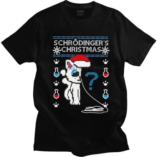 Men Schrodingers Christmas Cat T Shirt Short Sleeved Cotton Tshirt Novelty T-shirt Printed The Big Bang Theory Tee Top Clothing