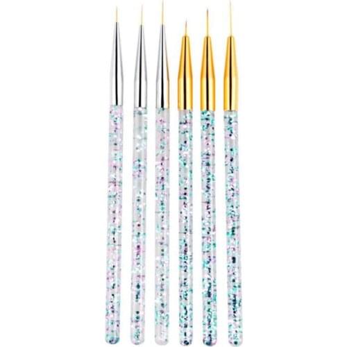 3Pcs Acrylic French Stripe Nail Art Liner Brush Set 3D Tips Manicure Ultra-thin Line Drawing Pen UV Gel Brushes Painting Tools