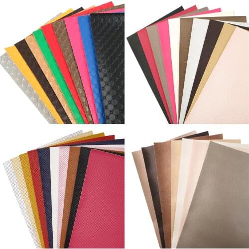 Bump Texture Faux Leather Sheets Solid Color Weave Striped Plaid Pattern Synthetic Leather Fabric Set for DIY Earrings Making