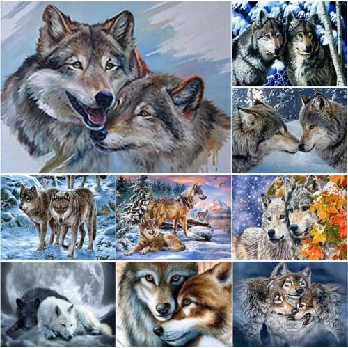New 5D DIY Diamond Painting Full Square Round Drill Snow Wolf Diamond Embroidery Animal Cross Stitch Crafts Home Decor Art Gift