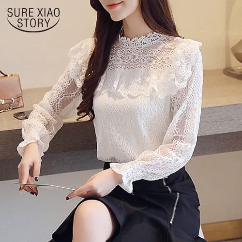 Causal Autumn 2021 New Loose Blouse Lace Shirt Womens Long Sleeve women tops OL Fmale Clothes Womens Tops And Blouses 1520 45