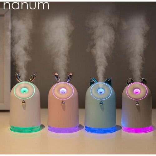 New Car Essential Oil Diffuser Mini Ultrasonic Jingle Humidifier LED Night Light USB Aromatherapy Fogger Air Freshener
