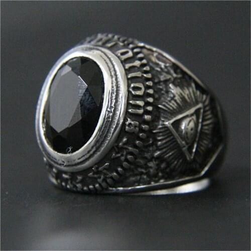 3pcs/lot Fast Shipping Black Stone Eye Ring 316L Stainless Steel Jewelry New Vintage Cool Ring
