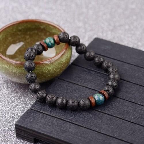 OIQUEI 8mm Volcanic Natural Lava Stone Beads Essential Oil Diffuser Bracelet Men Healing Balance Energy Yoga Bracelets For Women