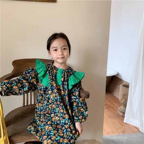 Girl Dress Kids Baby Gown 2021 Floral Spring Autumn Toddler Formal Party Outfits Sport Teenagers Dresses Cotton Children Clothin