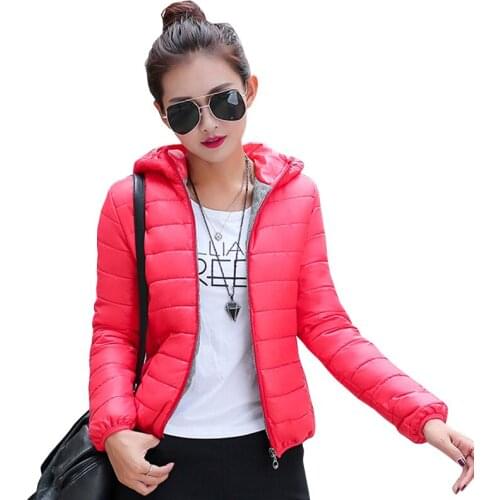 Pop new winter jacket women autumn hooded Coat Female Spring Jacket Women Padded cotton Parkas Casual Thin light Basic Jackets