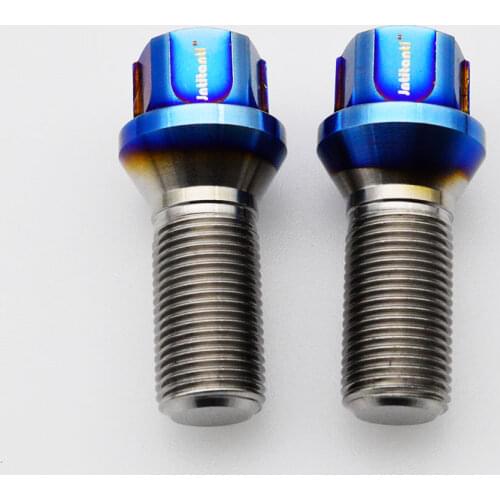 Jntitanti Burnt blue high performance Gr5 titanium wheel anti-theft bolt with cone seat for BMW M14*1.25*40/45mm
