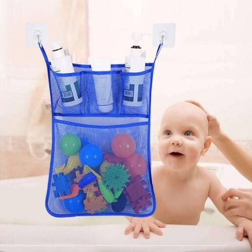 Bathroom Kitchen Mesh Baby Kids Organizer Wall Hanging Storage Bag Net Bath Time Tidy Toy Suction Cup Bag Container Cocina