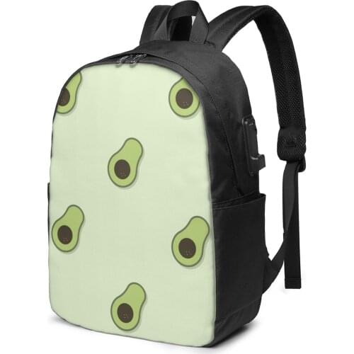 Teenage Backpack for School Boy Girl Cute Avocado School Bag USB Charging Bookbag