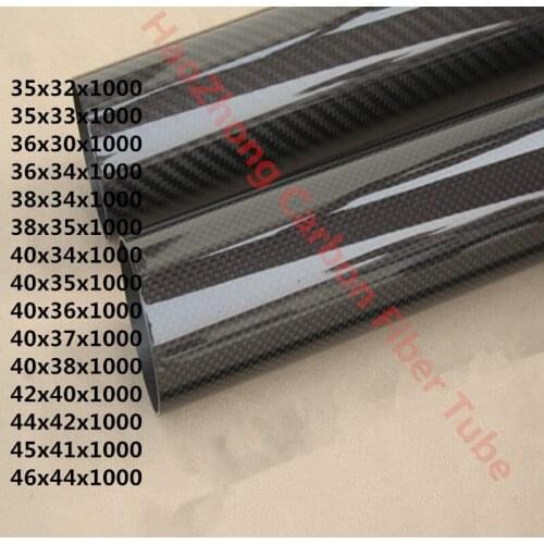 1000mm 2pcs 3k Carbon Fiber Tube 35mm 36mm 38mm 40mm 42mm 44mm 45mm 46mm Roll Wrapped Pipe/Shaft Light Weight, High Strength