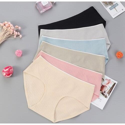 Women Soft Briefs Sexy Lingerie High Quality Womens Panties Underwear Cotton sexy Mid waist Solid Color Breathable Briefs 2019