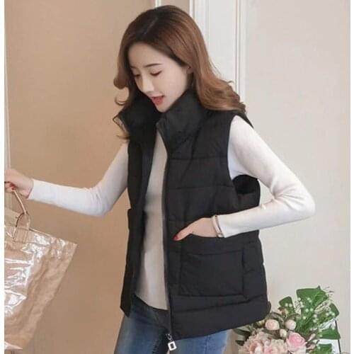 Jacket Vest Cotton Vest Womens Short Casual StCollar Vest Chaleco Mujer