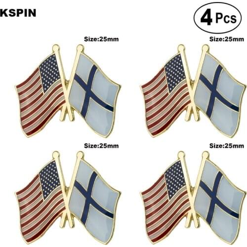 U.S.A.& Finland Friendship Flag Pin Lapel Pin Badge Brooch Icons 4pcs