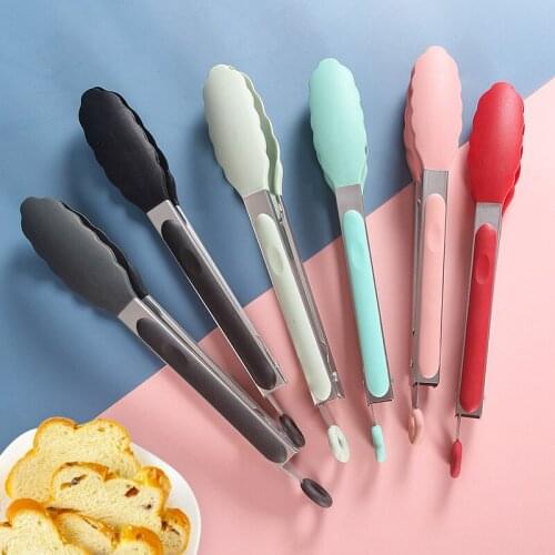 1pc Food Grade Silicone Food Tong Non-slip Cooking Clip Clamp BBQ Salad Tools BPA Free Kitchen Tongs