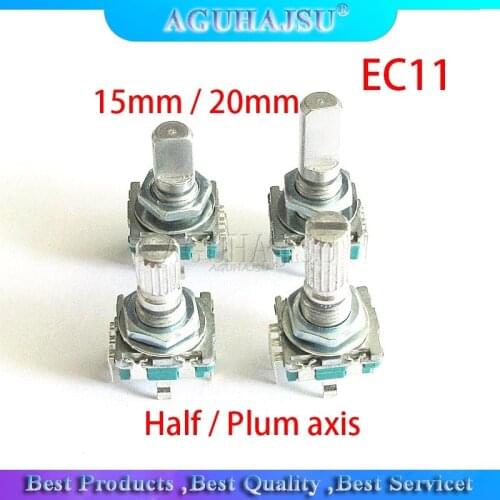 10PCS Half / Plum axis rotary encoder, handle length 15mm / 20mm code switch/ EC11 / digital potentiometer with switch 5Pin