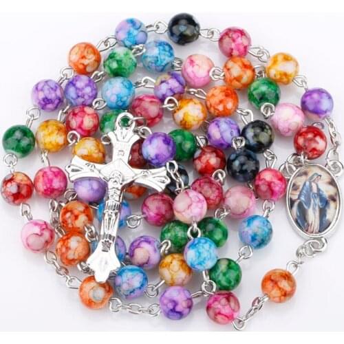 3 Styles Holy Mother Catholic Rosary Beads Necklace Cross Pendant Long Religious Fashion Gift Accessories Jewelry