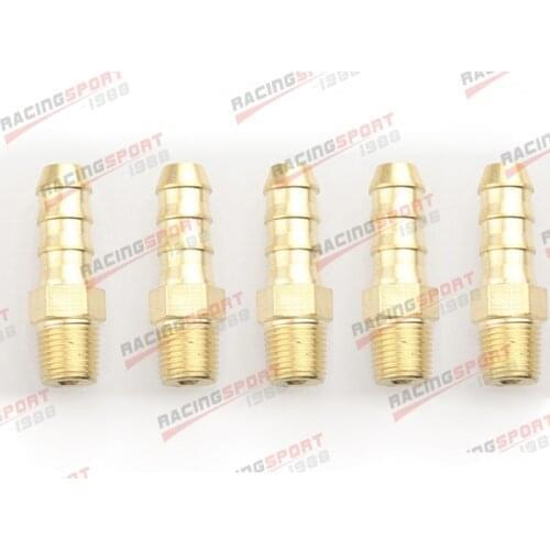 5PCS Brass 8mm Hose Barb To 3/8" NPT Pipe Male Thread Fitting Adapter