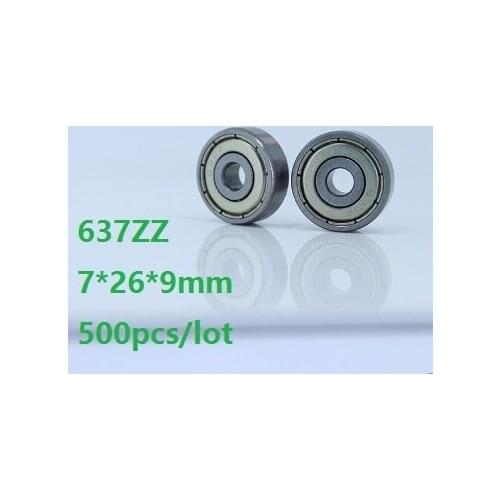 500pcs/lot 7x26x9mm 637ZZ 637-ZZ 637 ZZ Z 637Z 7*26*9mm Deep Groove Ball bearing Miniature Mini Double cover Ball Bearings