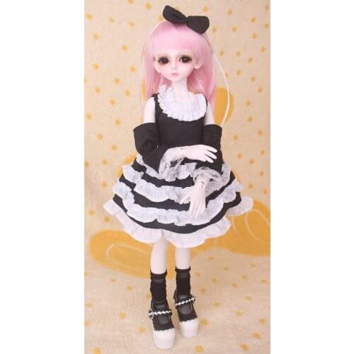 Doll accessories bjd clothes 1/3 1/4 1/6 1/8 girl dress black and white maid suits western style dress