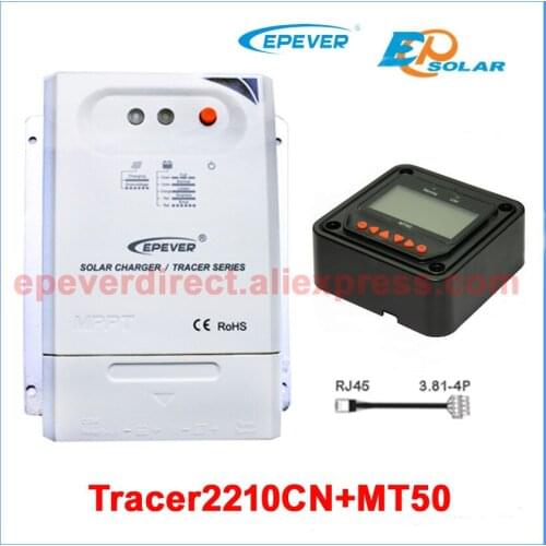 20A 12v 24v auto work EP MPPT solar controller Tracer2210CN with MT50 remote meter EPSolar