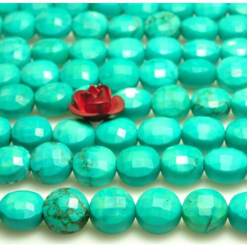 Green Turquoise Faceted Coin Loose Beads Wholesale Gemstone Semi Precious Stone Bracelet Necklace For Jewelry Making Design Diy