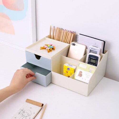 Double-layer Desktop Drawer Makeup Organizer Women Cosmetics Jewelry Necklace Lipsticks Pen Brushes Container Office Storage Box