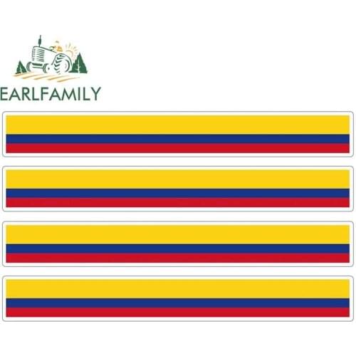 EARLFAMILY 4pcs Car Stripe Motorcycle Racing Flag Sticker Car Window Decal Bike Moto Tuning Colombia Car Stickers
