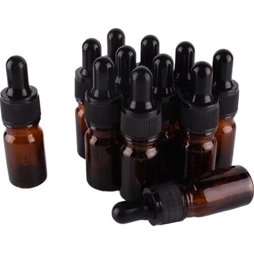 12pcs 5ml Amber Glass Dropper Bottles with Pipette for essential oils aromatherapy lab chemicals