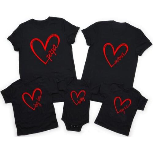Papa Mama Sister Brother Baby Family Matching Clothes Parents Kids Cotton T Shirts Baby Bodysuits Top Fashion Family Look Tees