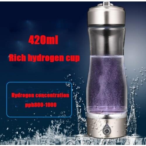430ml USB Water Ionizer Hydrogen Rich Generator Water Bottle Alkaline Healthy Glass Electrolysis ORP H2 Smart Glass
